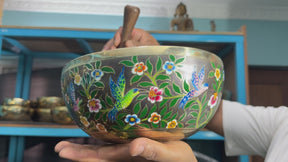 The Hummingbird's Garden. 8.5 Inch Hand-Painted Singing Bowl. Limited Edition Run