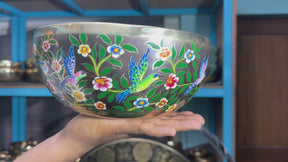 The Hummingbird's Garden. 8.5 Inch Hand-Painted Singing Bowl. Limited Edition Run