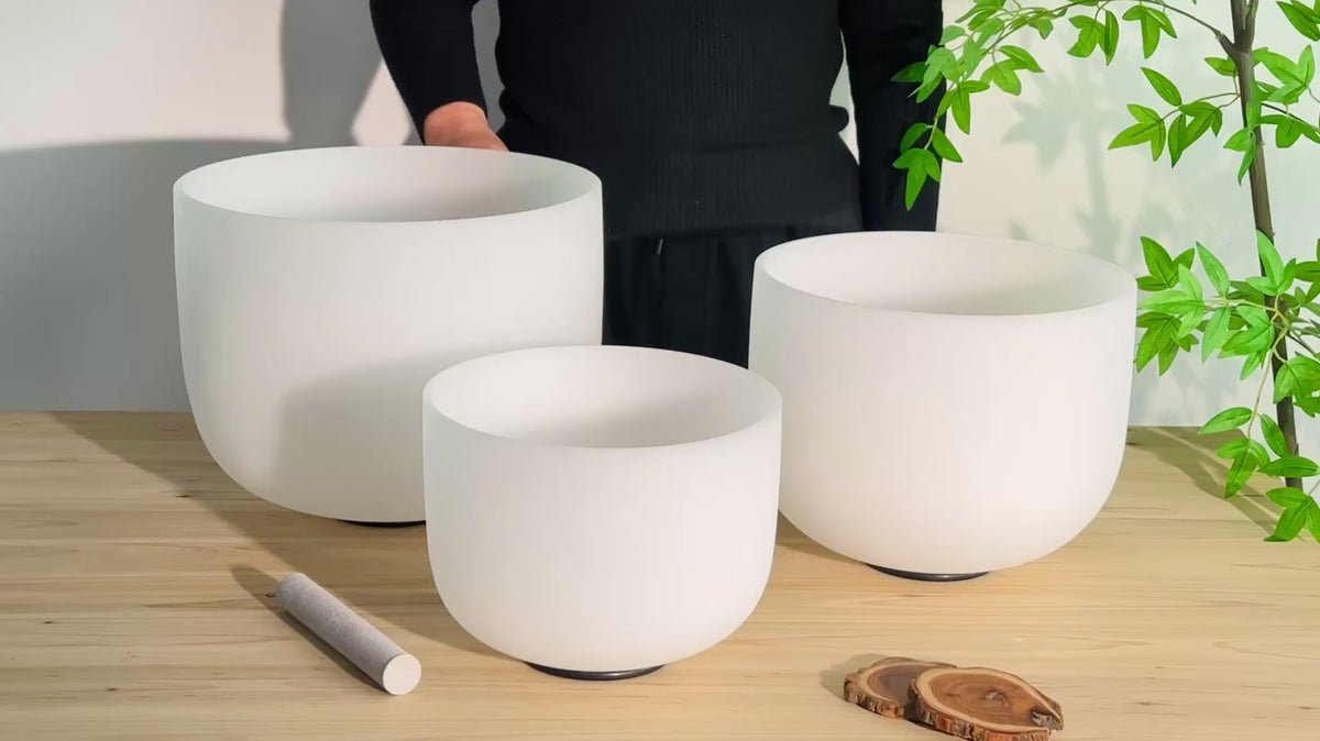 The Major Triad | Frosted Crystal Singing Bowl Set — C E G | 432 Hz