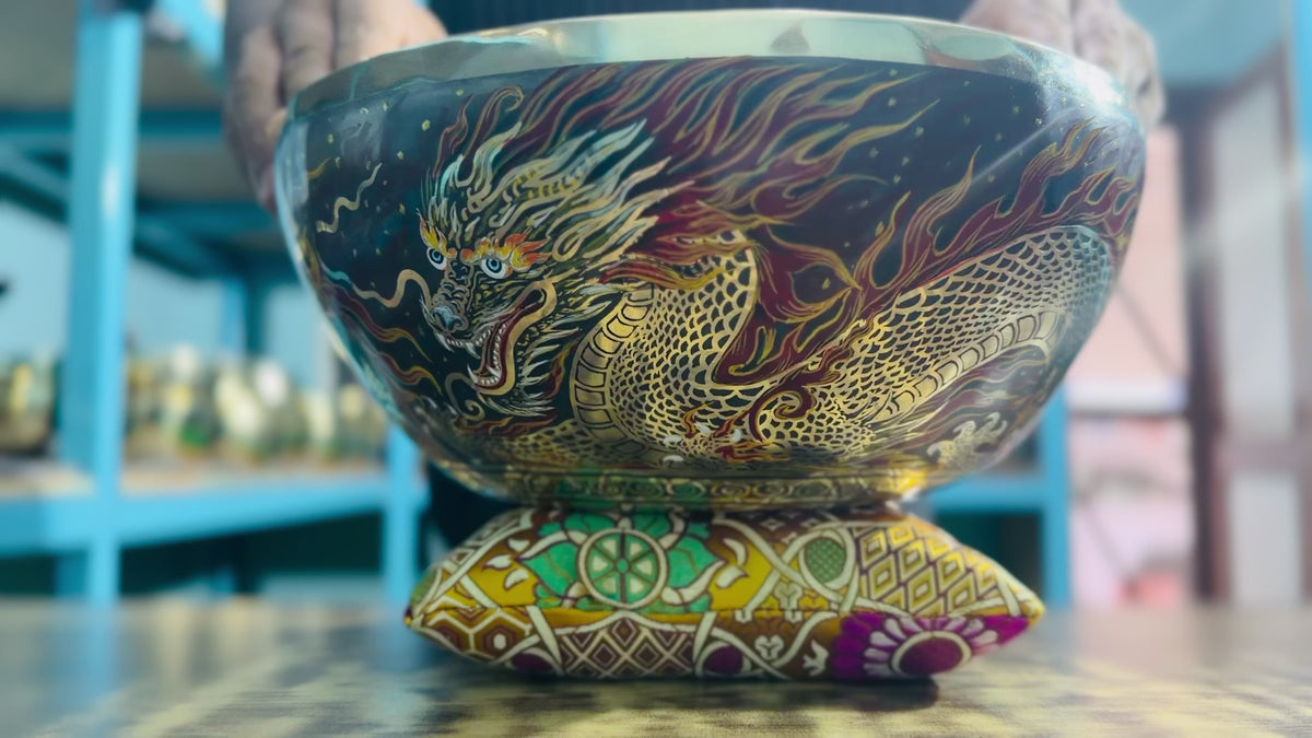 Thunder Dragon Singing Bowl I 12 Inch HandPainted Limited Edition Masterpiece Bowl