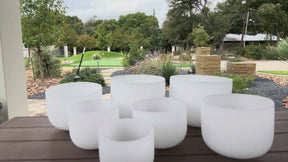 9 Bowl C Major Scale: 432hz Tuned Frosted Crystal Singing Bowl Set with Bineral F