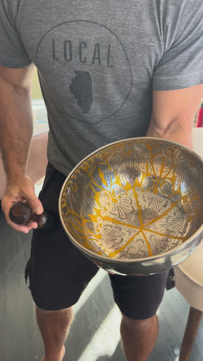 7.5 Inch Silver and Gold Bowl: Limited Run Handmade Bronze Singing Bowl