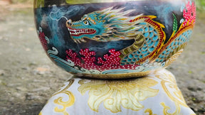 Flower Dragon Set of 2: 9 Inch and 6 Inch Handpainted Set