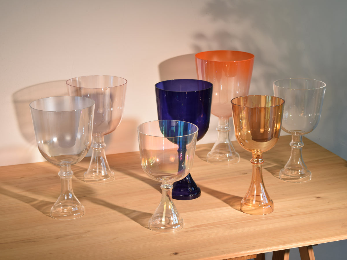 The Complete Crystal Chalice Grail Set | 7 Practitioner Grade Stemmed Crystal Singing Bowls