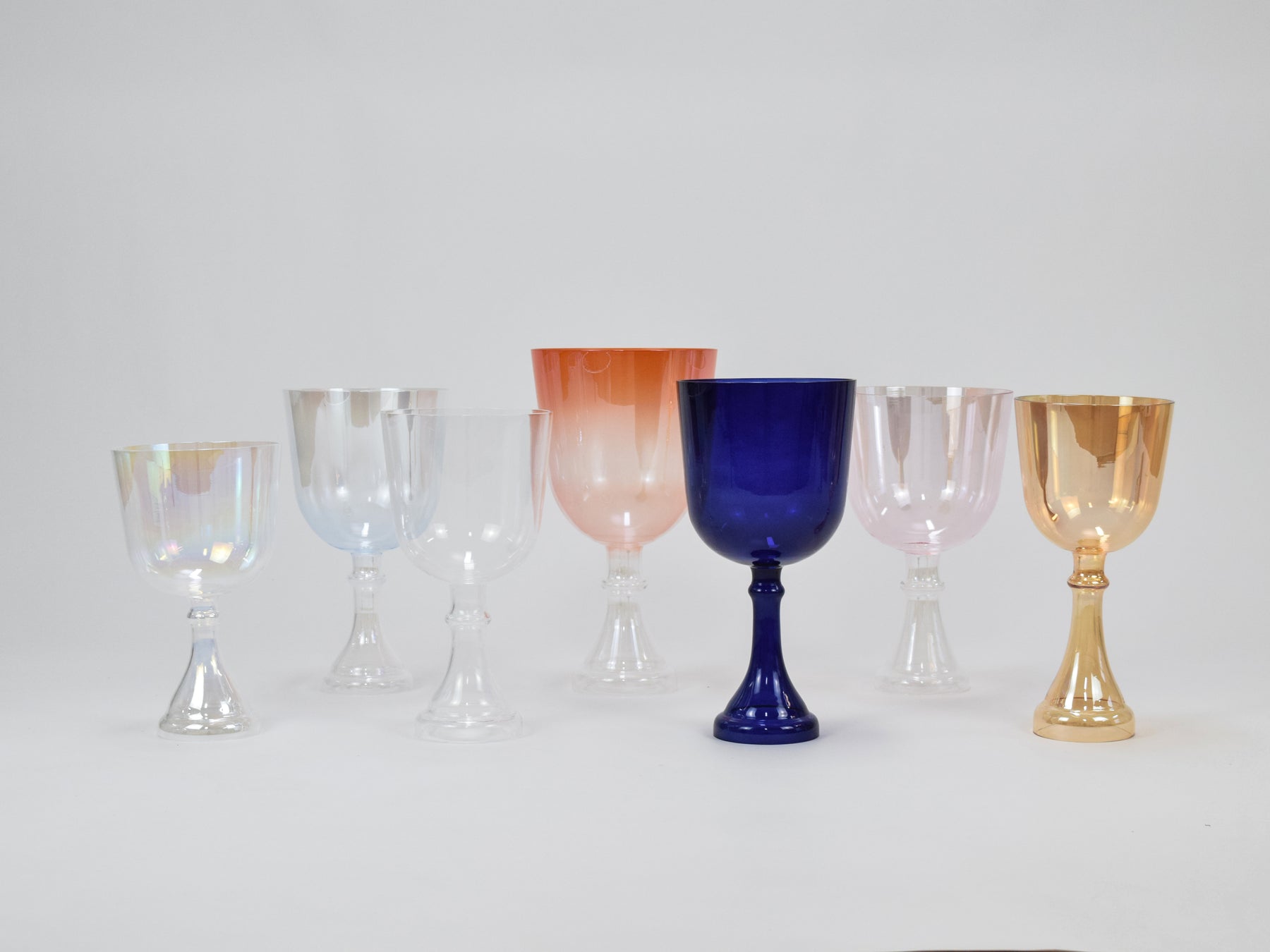 The Complete Crystal Chalice Grail Set | 7 Practitioner Grade Stemmed Crystal Singing Bowls