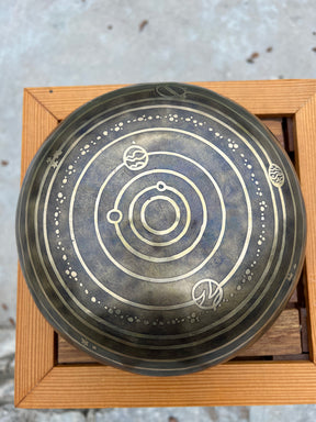 The Planetary Bowl Large 9 Inch Handmade Bronze Singing Bowl From Nepal Limited Design