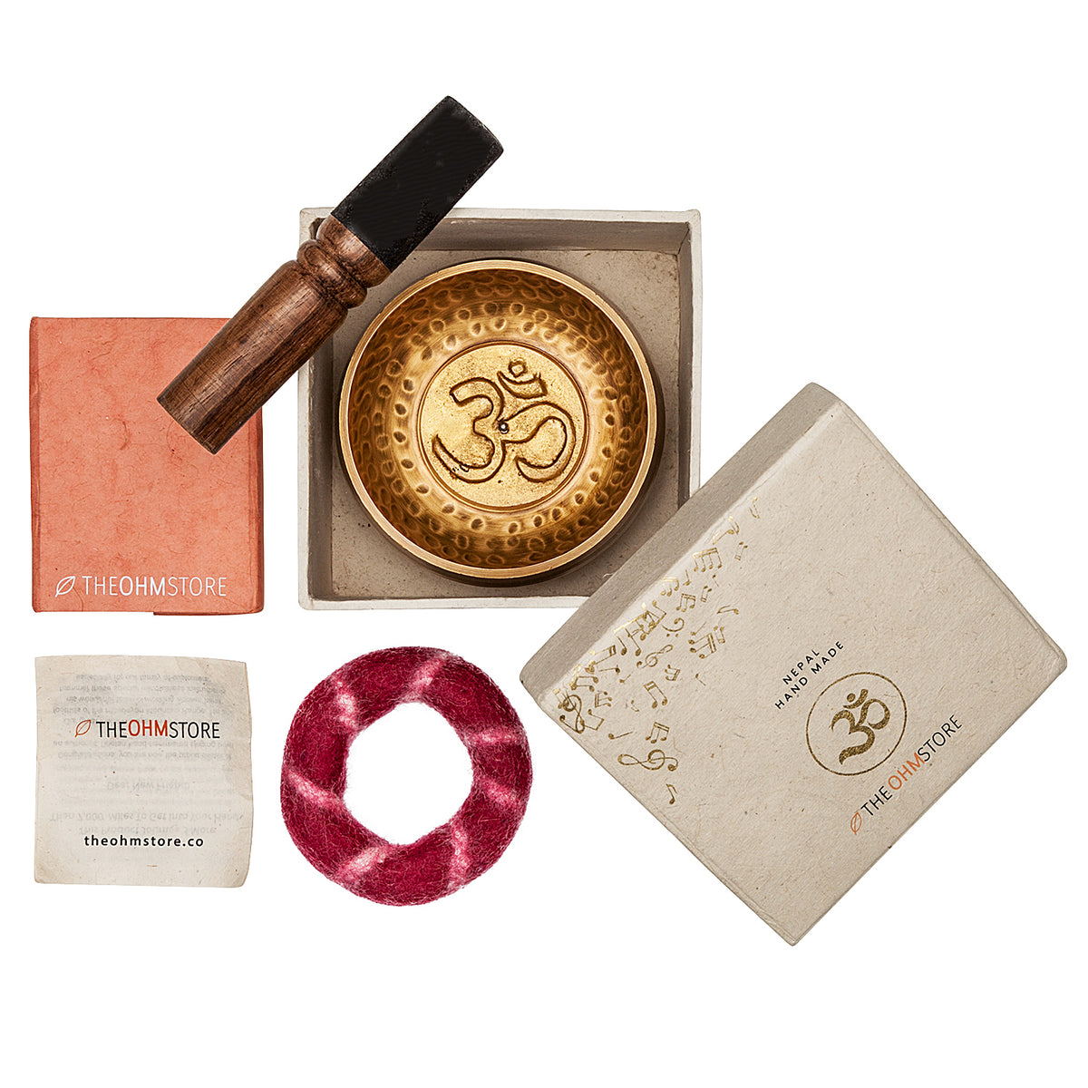 The Truth Ohm and Journal Set - Handmade Singing Bowl, Striker and Lokta Gift Box