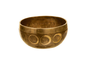 The Inner Space Bowl: 6 Inch Handmade Bronze Singing Bowl From Nepal Moon and Star Design