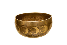 The Inner Space Bowl: 6 Inch Handmade Bronze Singing Bowl From Nepal Moon and Star Design