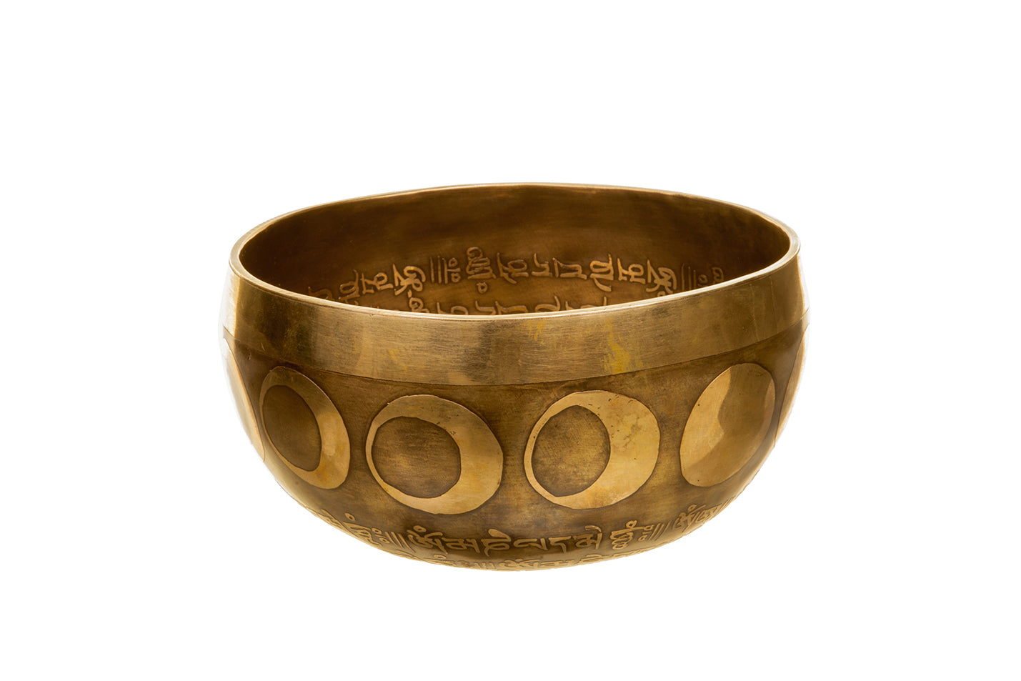 The Inner Space Bowl: 6 Inch Handmade Bronze Singing Bowl From Nepal Moon and Star Design