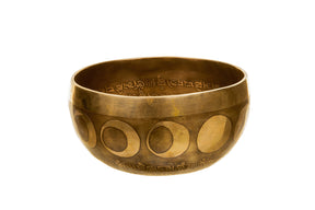 The Inner Space Bowl: 6 Inch Handmade Bronze Singing Bowl From Nepal Moon and Star Design