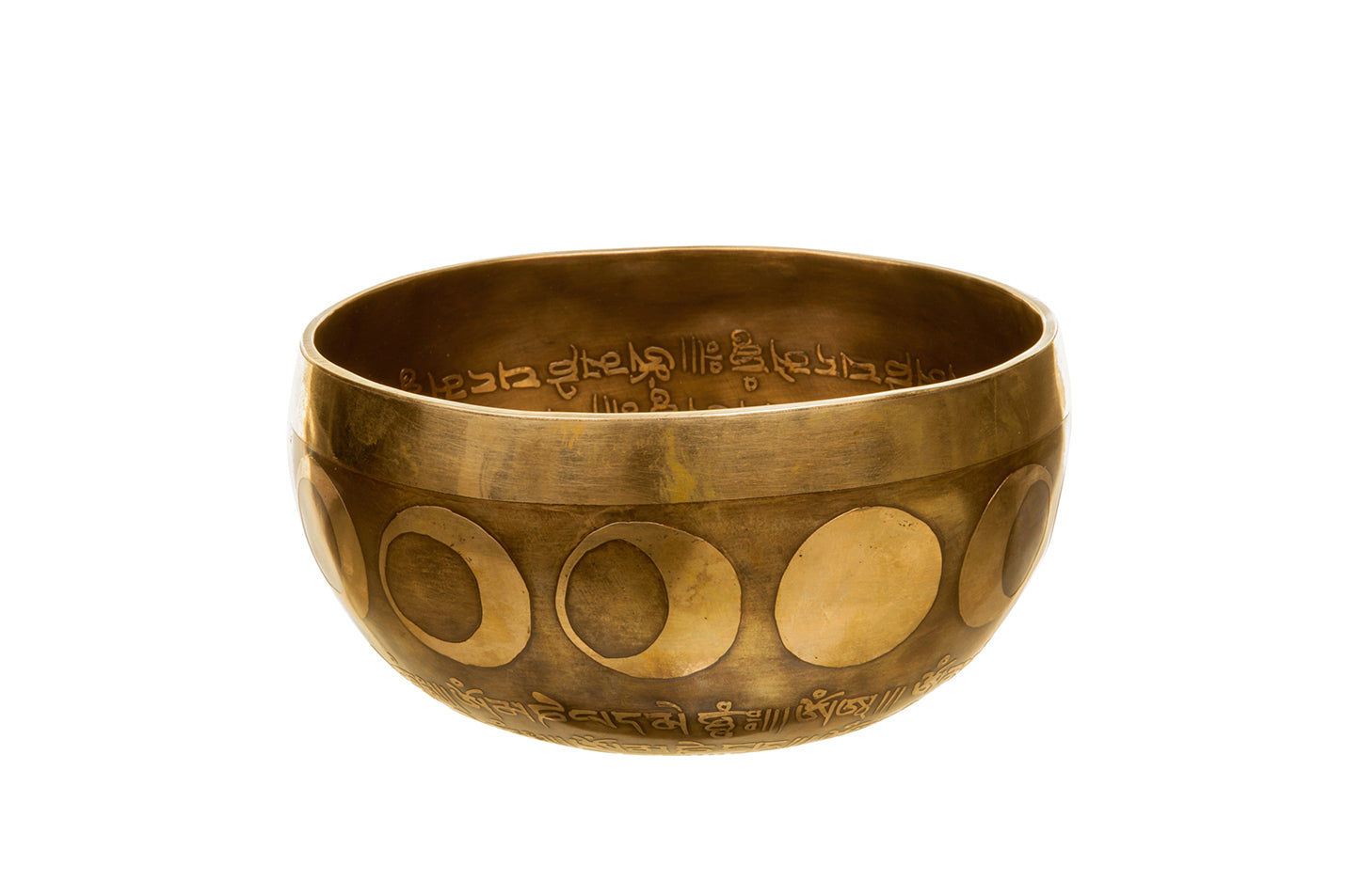 The Inner Space Bowl: 6 Inch Handmade Bronze Singing Bowl From Nepal Moon and Star Design