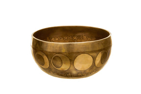 The Inner Space Bowl: 6 Inch Handmade Bronze Singing Bowl From Nepal Moon and Star Design