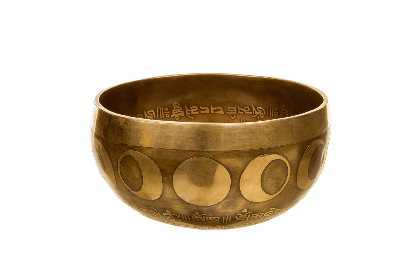 The Inner Space Bowl: 6 Inch Handmade Bronze Singing Bowl From Nepal Moon and Star Design