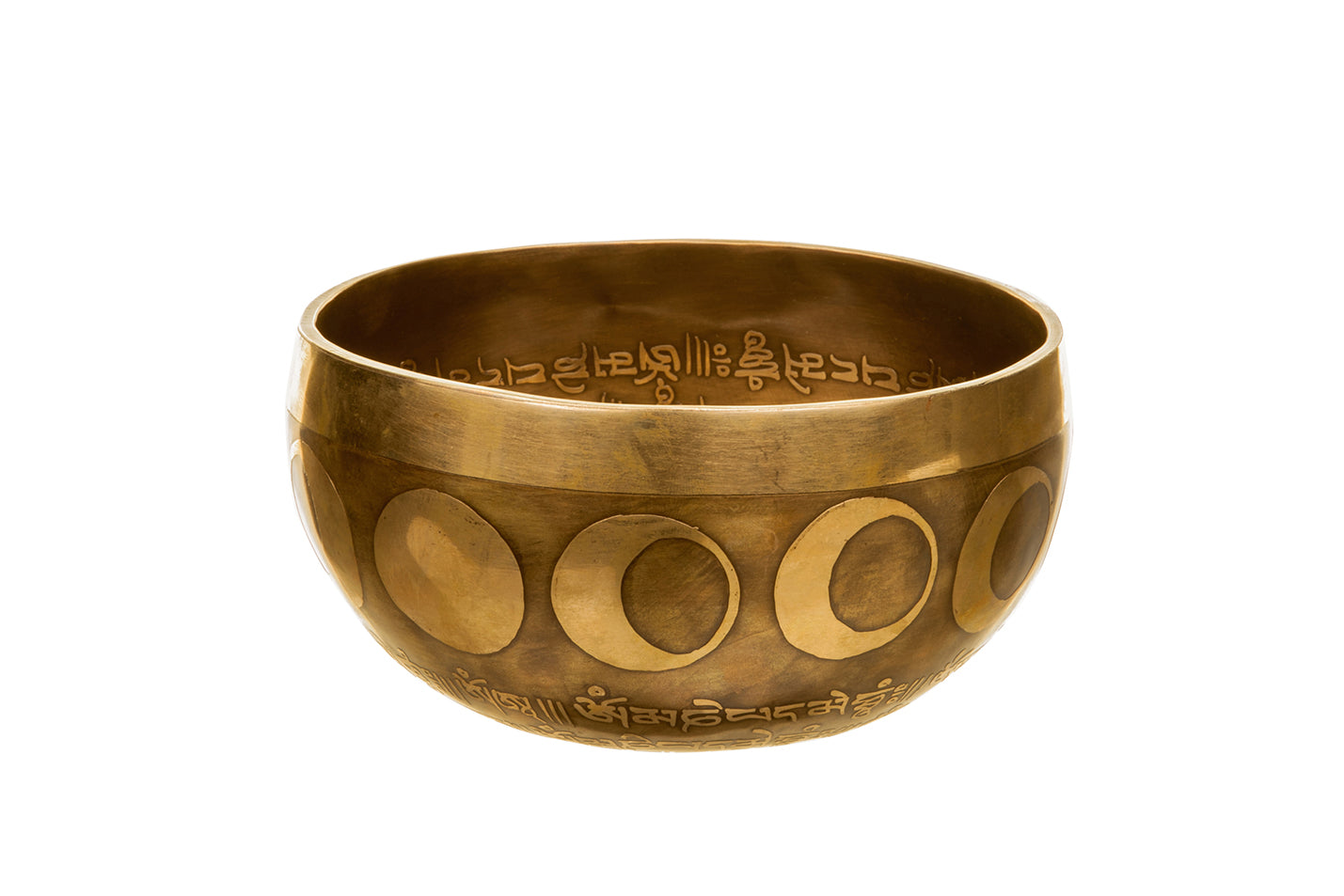 The Inner Space Bowl: 6 Inch Handmade Bronze Singing Bowl From Nepal Moon and Star Design