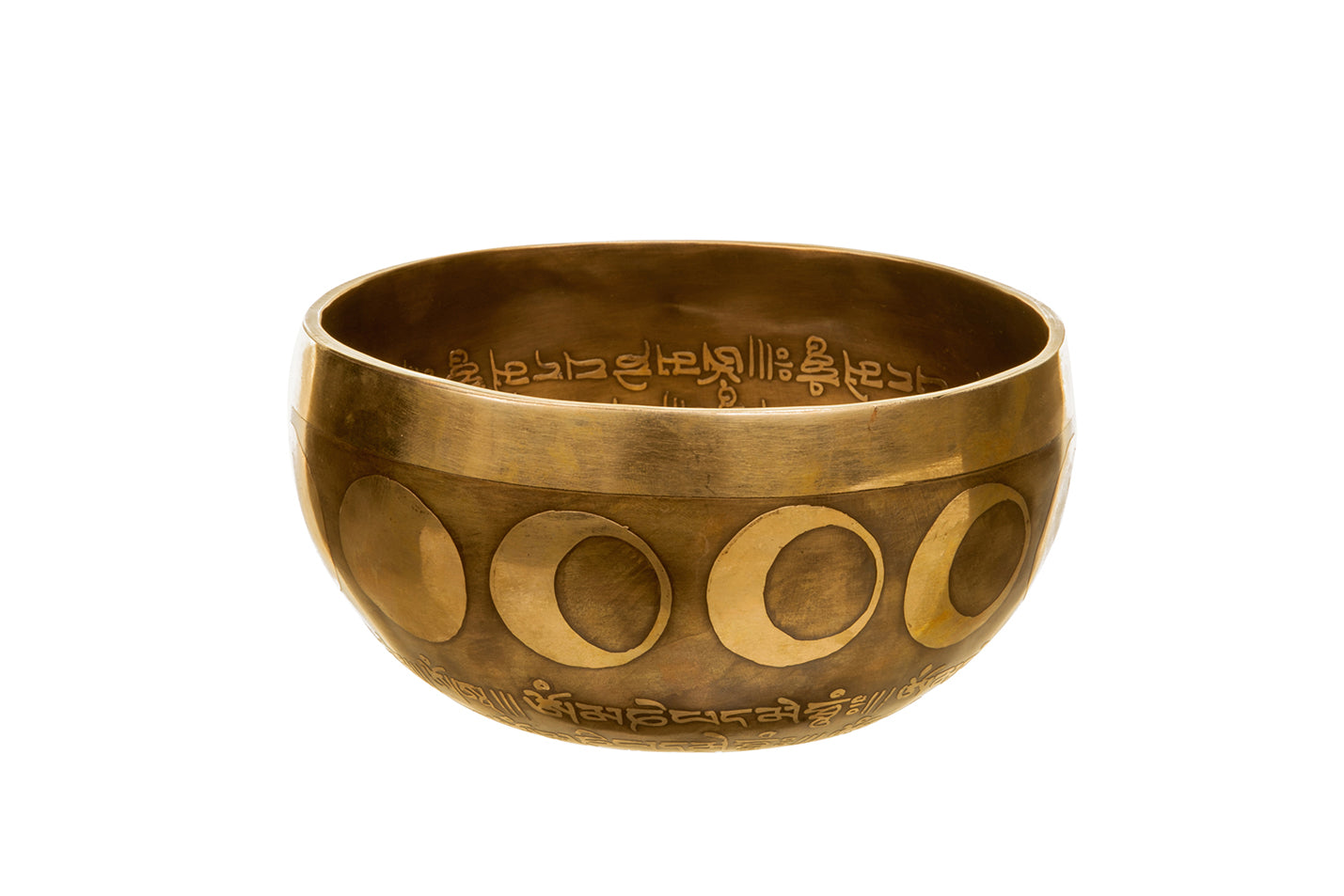 The Inner Space Bowl: 6 Inch Handmade Bronze Singing Bowl From Nepal Moon and Star Design