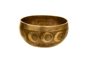 The Inner Space Bowl: 6 Inch Handmade Bronze Singing Bowl From Nepal Moon and Star Design