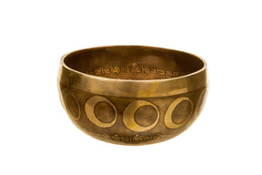 The Inner Space Bowl: 6 Inch Handmade Bronze Singing Bowl From Nepal Moon and Star Design