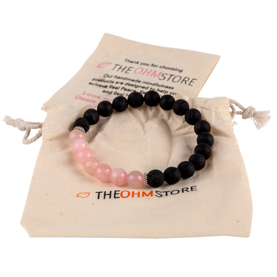 Lava Stone and Rose Quartz Mala Bracelet