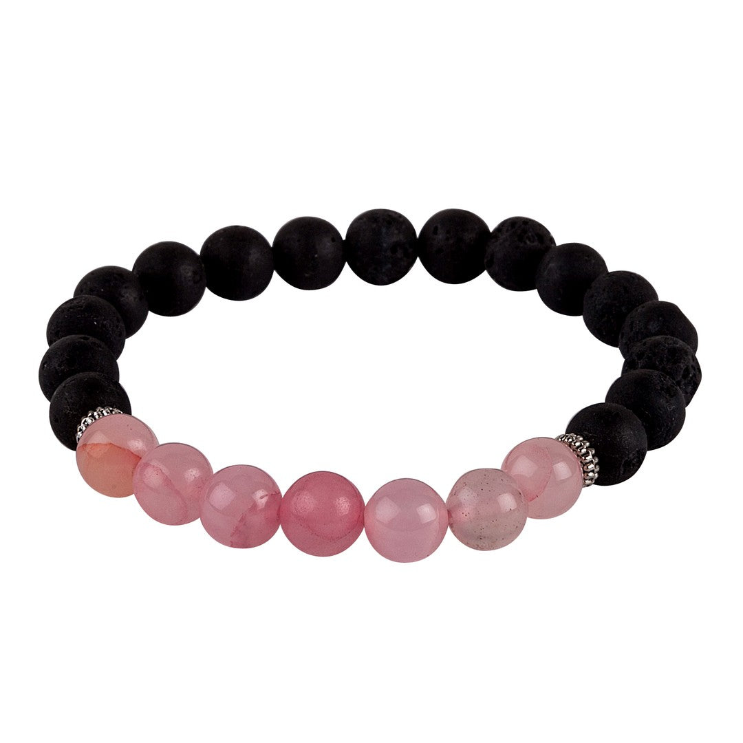 Lava Stone and Rose Quartz Mala Bracelet