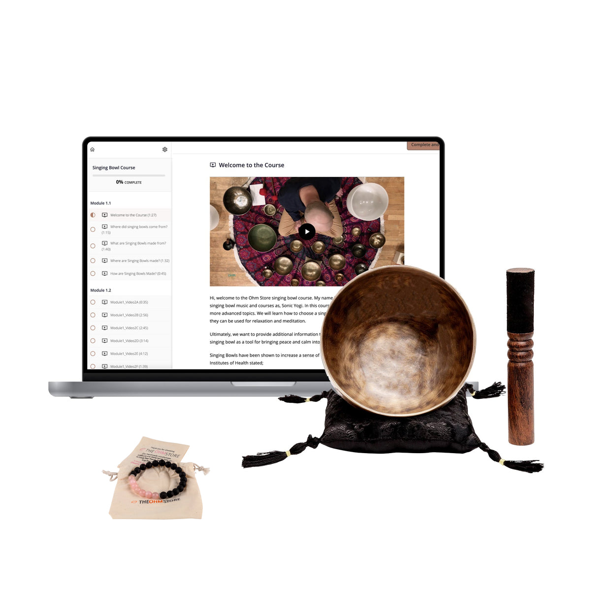The Complete Singing Bowl Starter Set: 6inch Handmade Singing Bowl & D