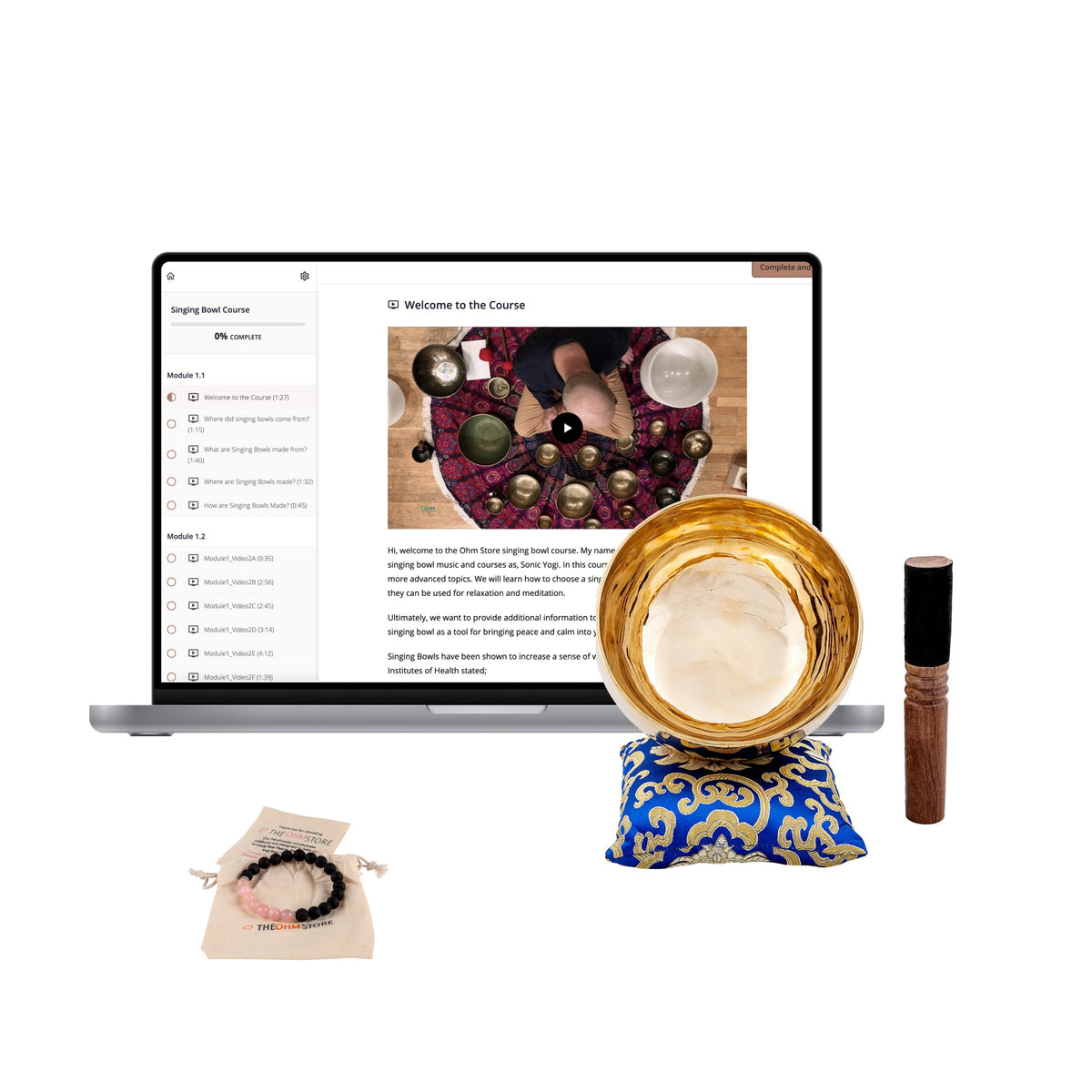 The Complete Singing Bowl Starter Set: 6inch Handmade Singing Bowl & Digital Course On Singing Bowls and Sound Therapy