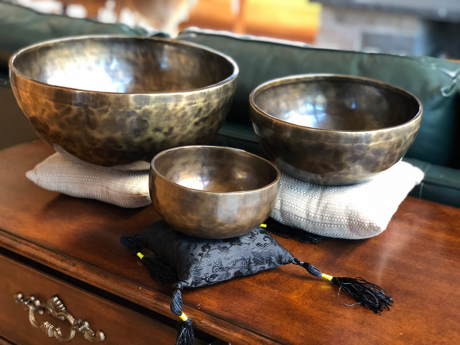 The Universe: Curated Set Of Three Handmade Singing Bowls - 12 inch, 9 inch & 6 inch