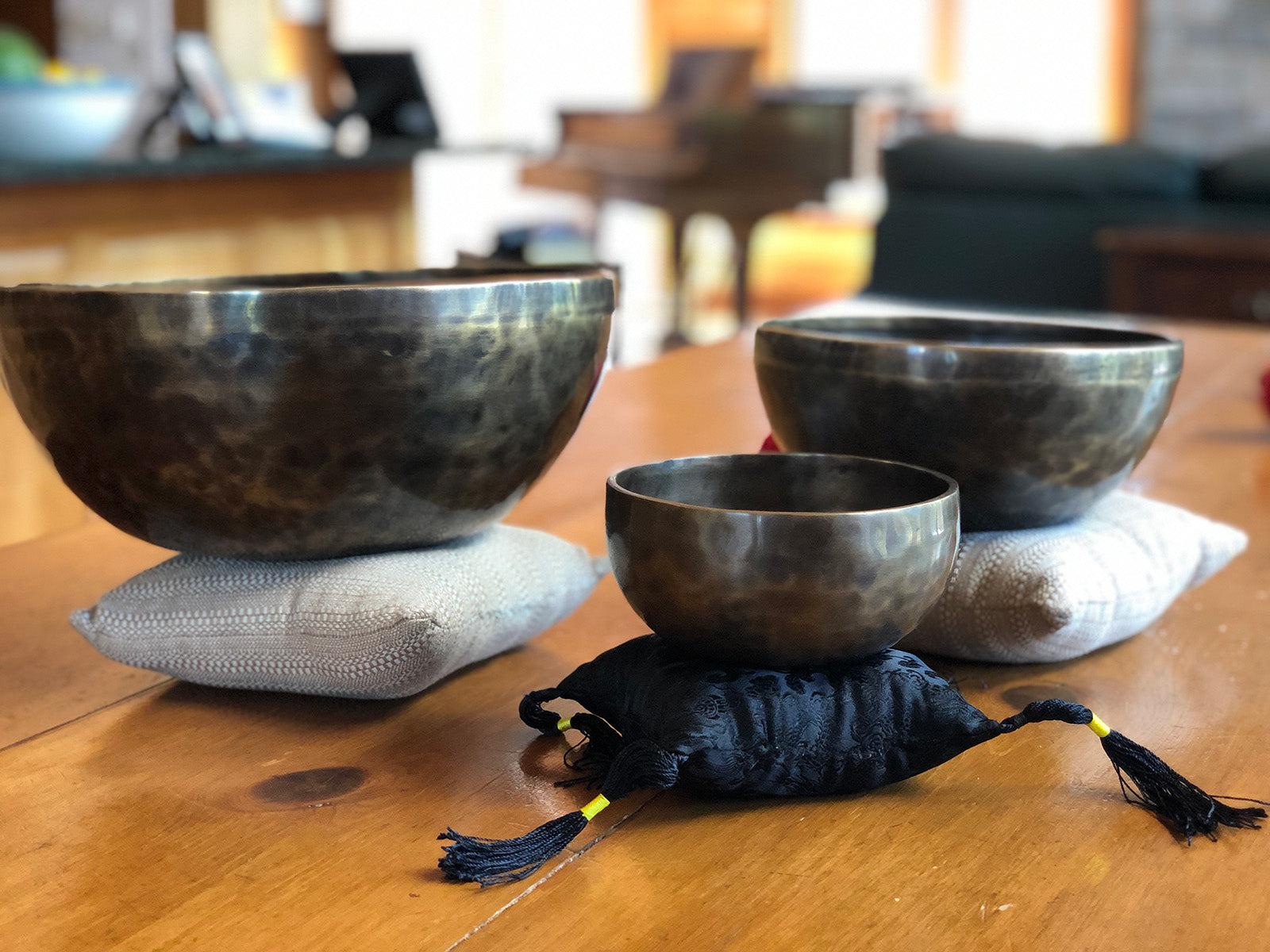 The Universe: Curated Set Of Three Handmade Singing Bowls - 12 inch, 9 inch & 6 inch